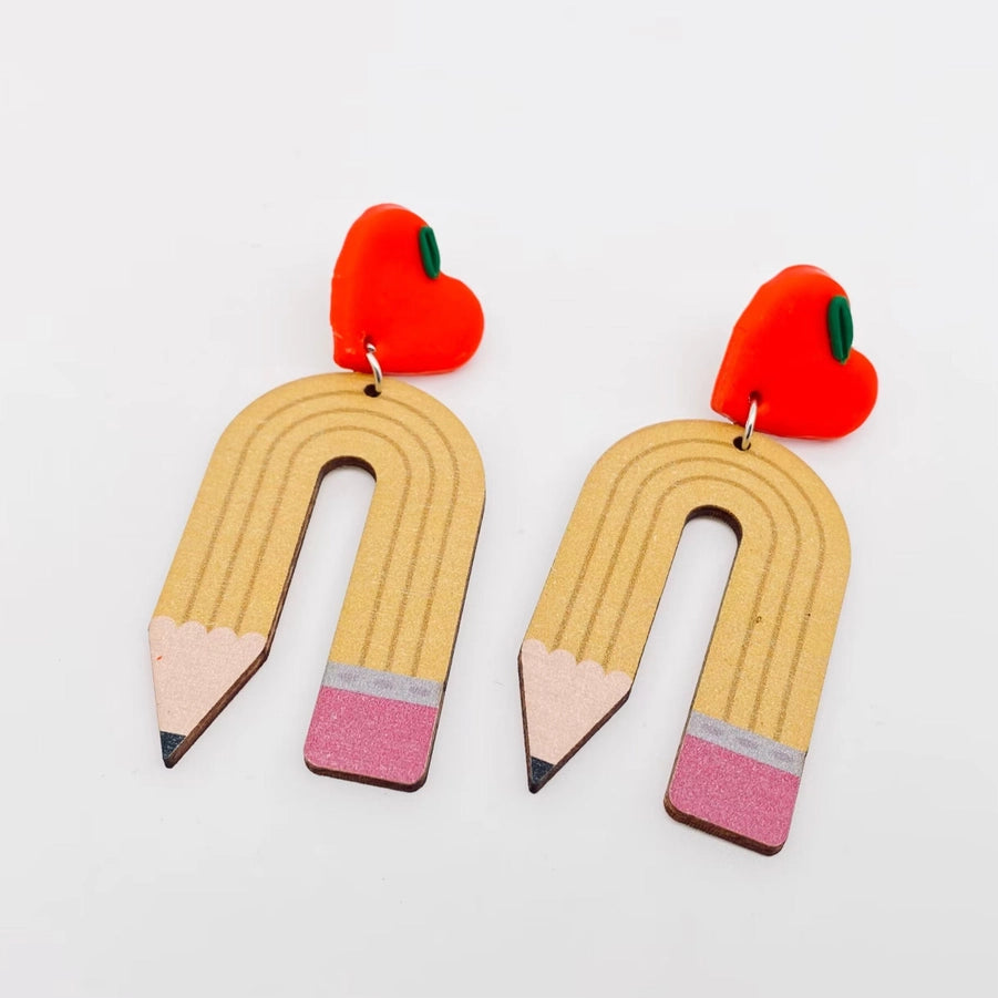 Multi-Style Wooden Pencil  Ear Stud