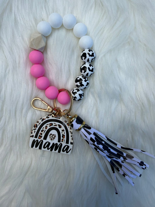 Rainbow Mama Wristlet Keychain