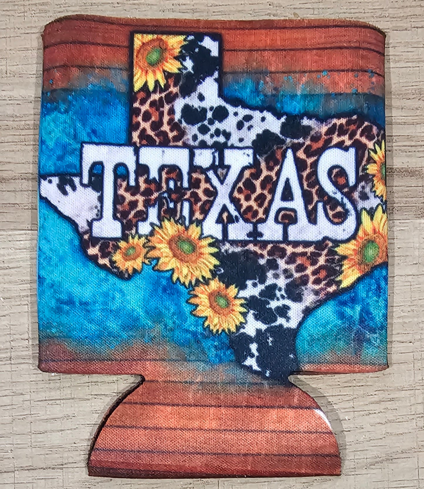 Texas Cowprint/Sunflower Koozie