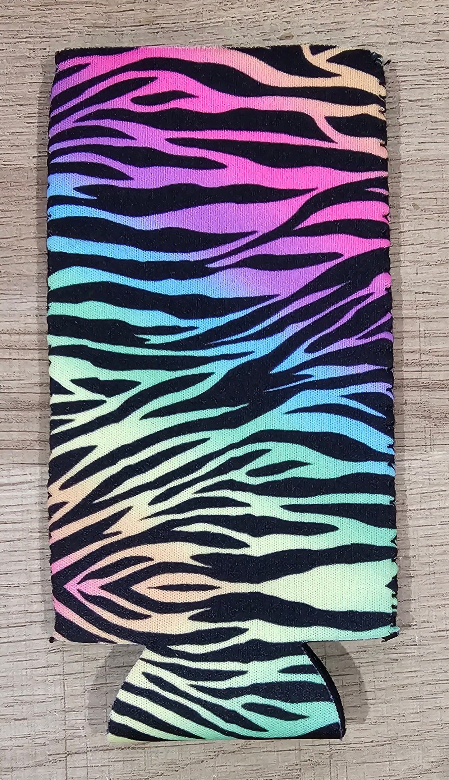 Rainbow Zebra Skinny Koozie