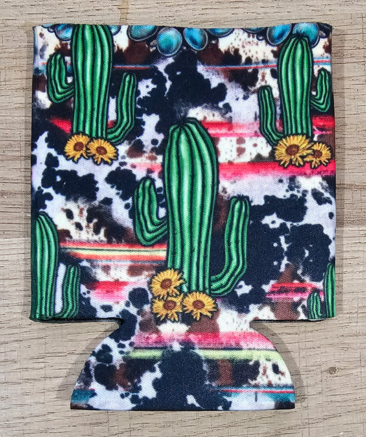 Cactus/ Cow Print Koozie