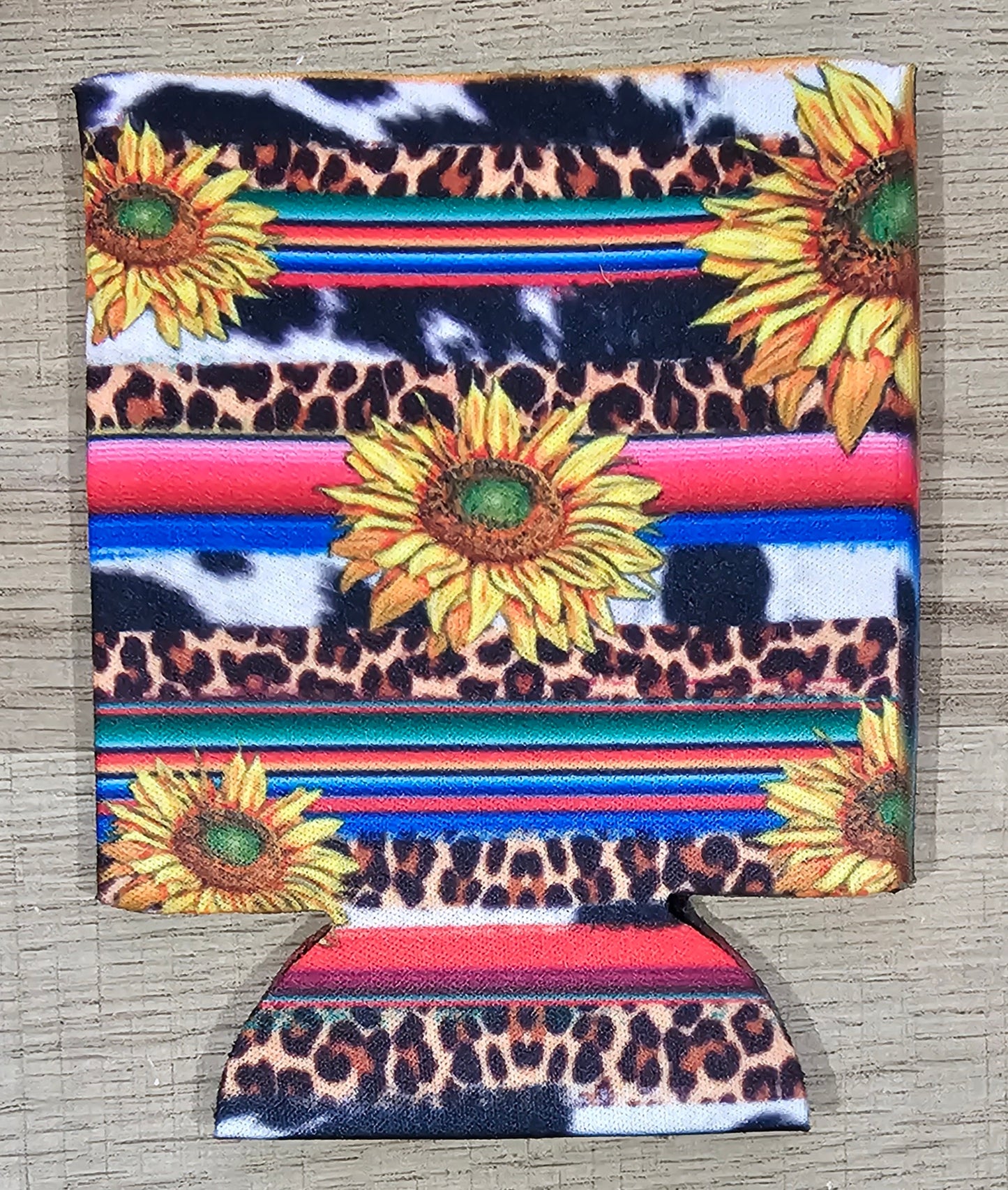 Sunflower Cowprint and Leopard Koozie